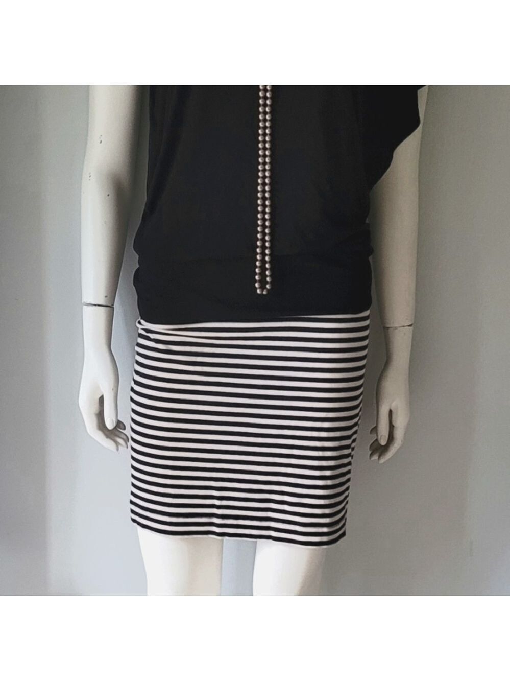 H&M Basic Black and White Striped Mini Skirt
